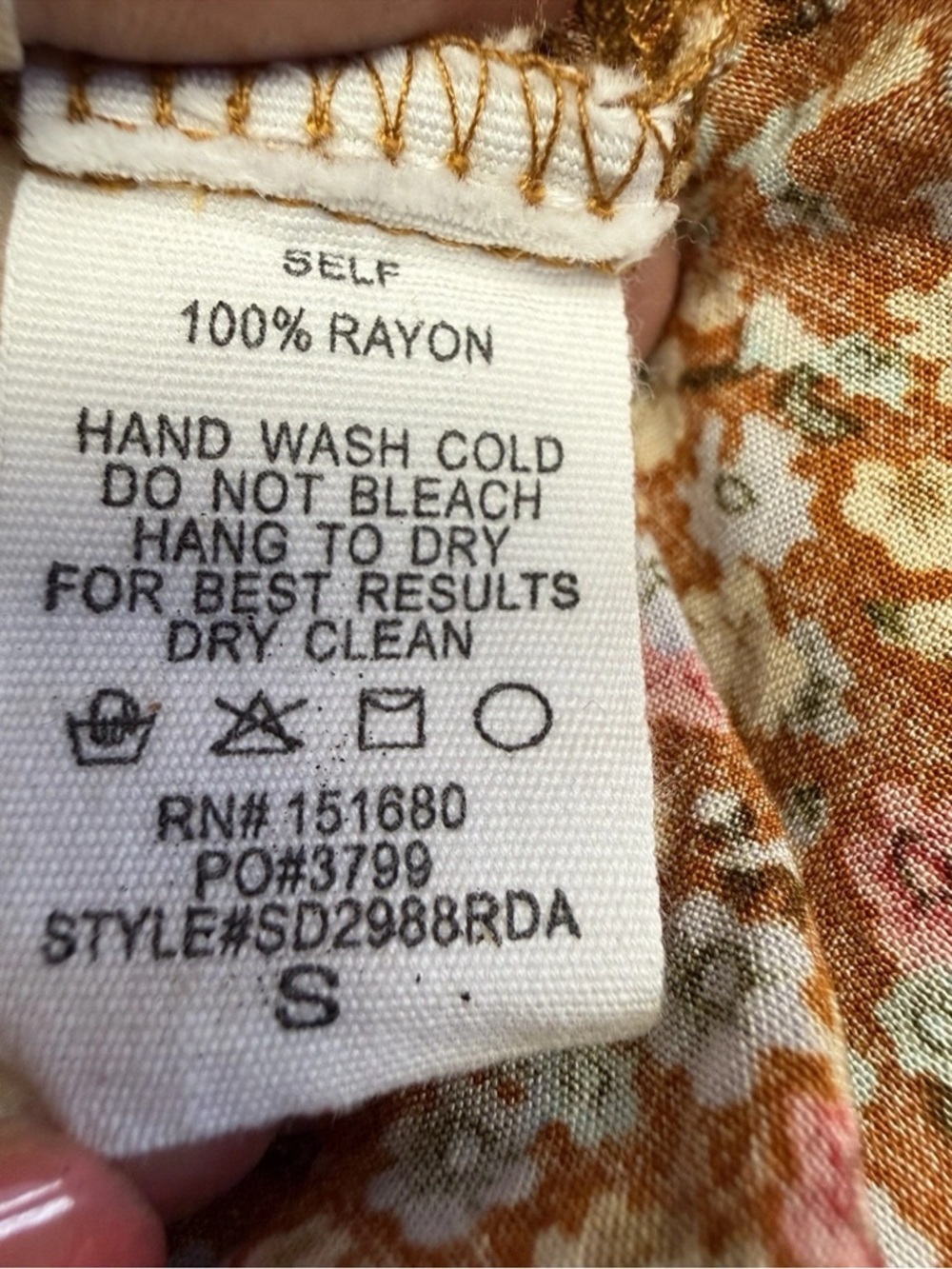 Free People Aura Women’s Summer Dress Floral Burnt Orange Brown Tiered Rayon S - Picture 10 of 10